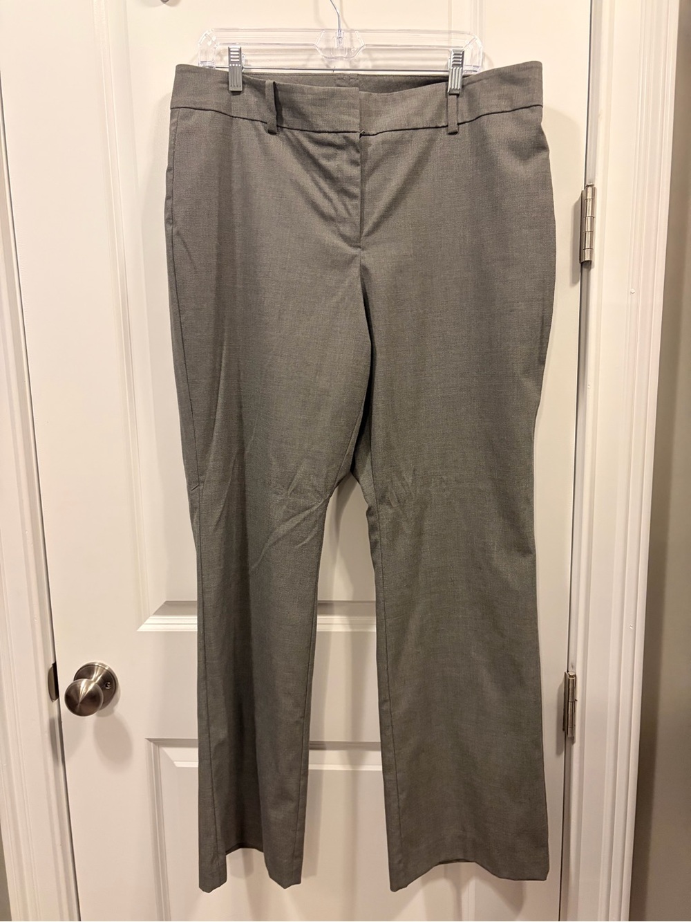 Ann Taylor Light Gray Straight-Leg Dress Trousers